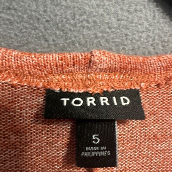 Torrid Open Front Knit Cardigan Light Sweater Short Sleeve Plus Size 5X Coral - Picture 3 of 9